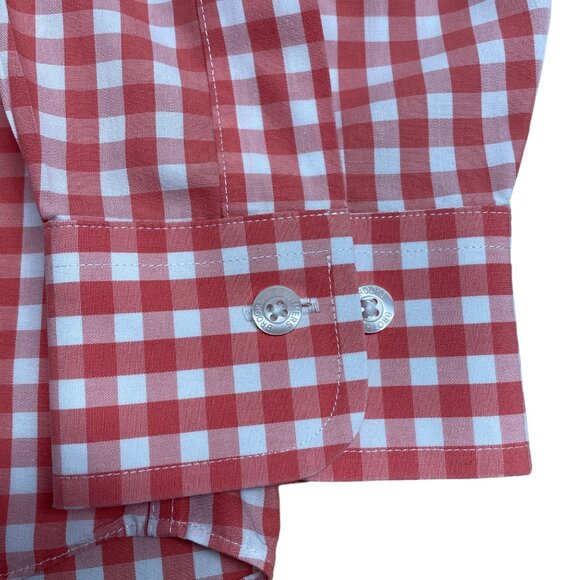 BROOKS BROTHERS BUTTON DOWN SHIRT CHECK GINGHAM MENS M 100% SUPIMA COTTON CORAL - Picture 5 of 12